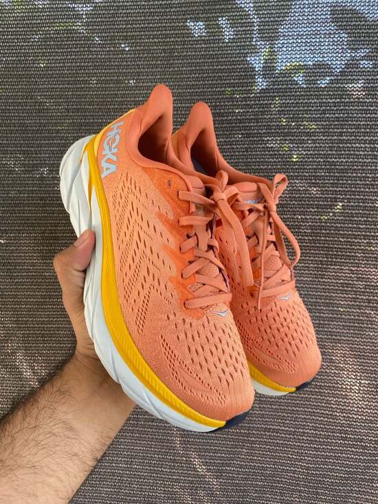 Hoka Women's Clifton 8 Running Shoes Sun Baked Shell Coral Size 8.5 - Picture 2 of 7